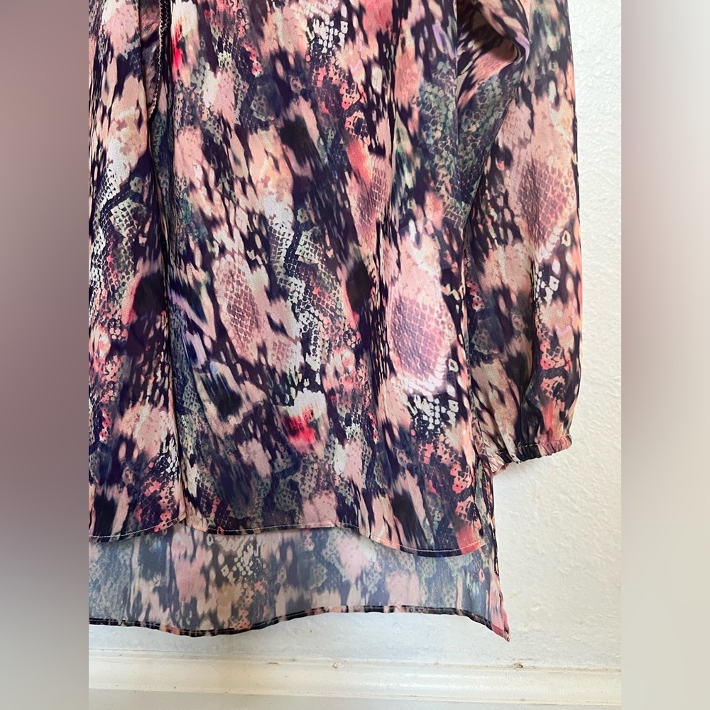 All Saints Mauve Snake Patterned Ruffle Neck Blou… - image 4